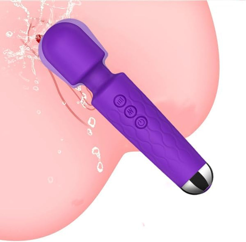 Powerful Vibrator Wand, G Spot Cordless Rechargeable Vibrators with 20 Patterns & 8 Intensity, Quiet Clit Vibrator, Clitoris Stimulation, Dildo, Female Wand Massager for Her Pleasure Adult Toys (A)