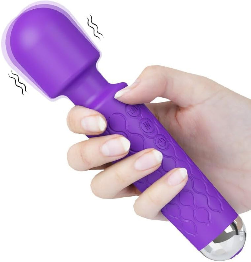 Powerful Vibrator Wand, G Spot Cordless Rechargeable Vibrators with 20 Patterns & 8 Intensity, Quiet Clit Vibrator, Clitoris Stimulation, Dildo, Female Wand Massager for Her Pleasure Adult Toys (A)