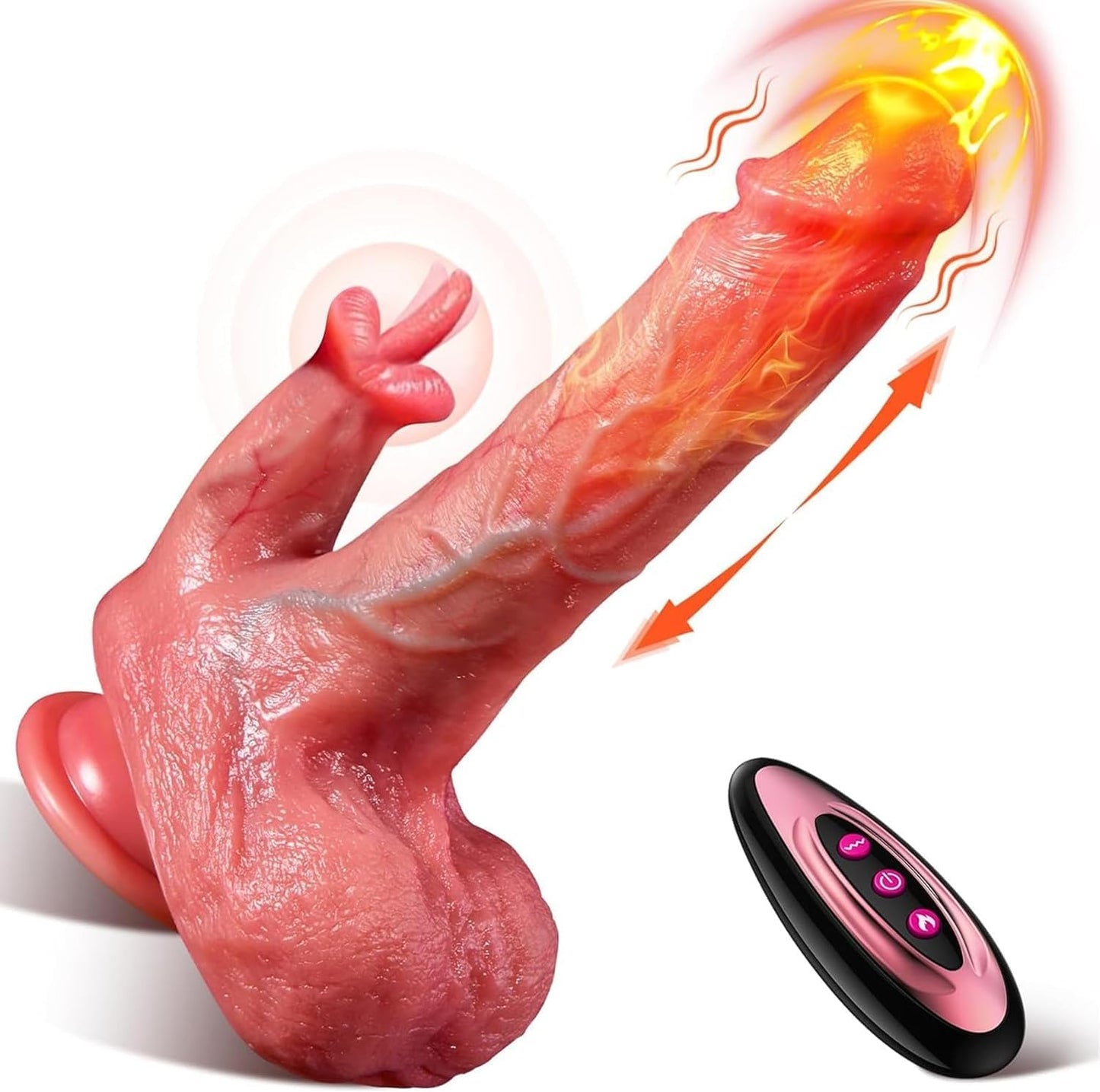 Thrusting Dildo Vibrator Sex Toys for Women Realistic Dildos 5 In1 Penis with Suction Cup 9 Vibrations & 3 Thrusting Swing, Heating Modes Anal Dildo with Remote Control Couple Adult Sex Toys & Games