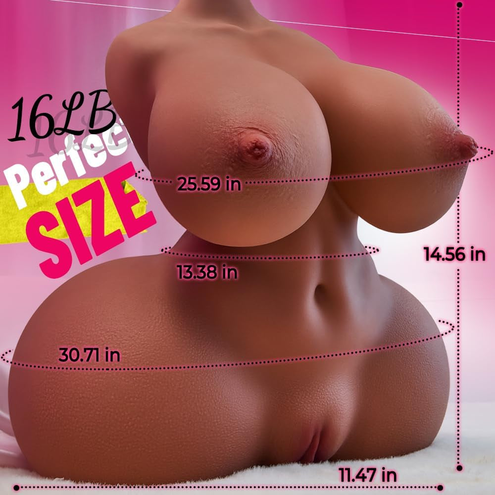 16LB BBW Brown Sex Doll for Men, Life Size Big Ass Sex Toy Realistic Pussy Male Masturbator, Female Sex Doll Torso Male Sex Toys for Men with Free Lube