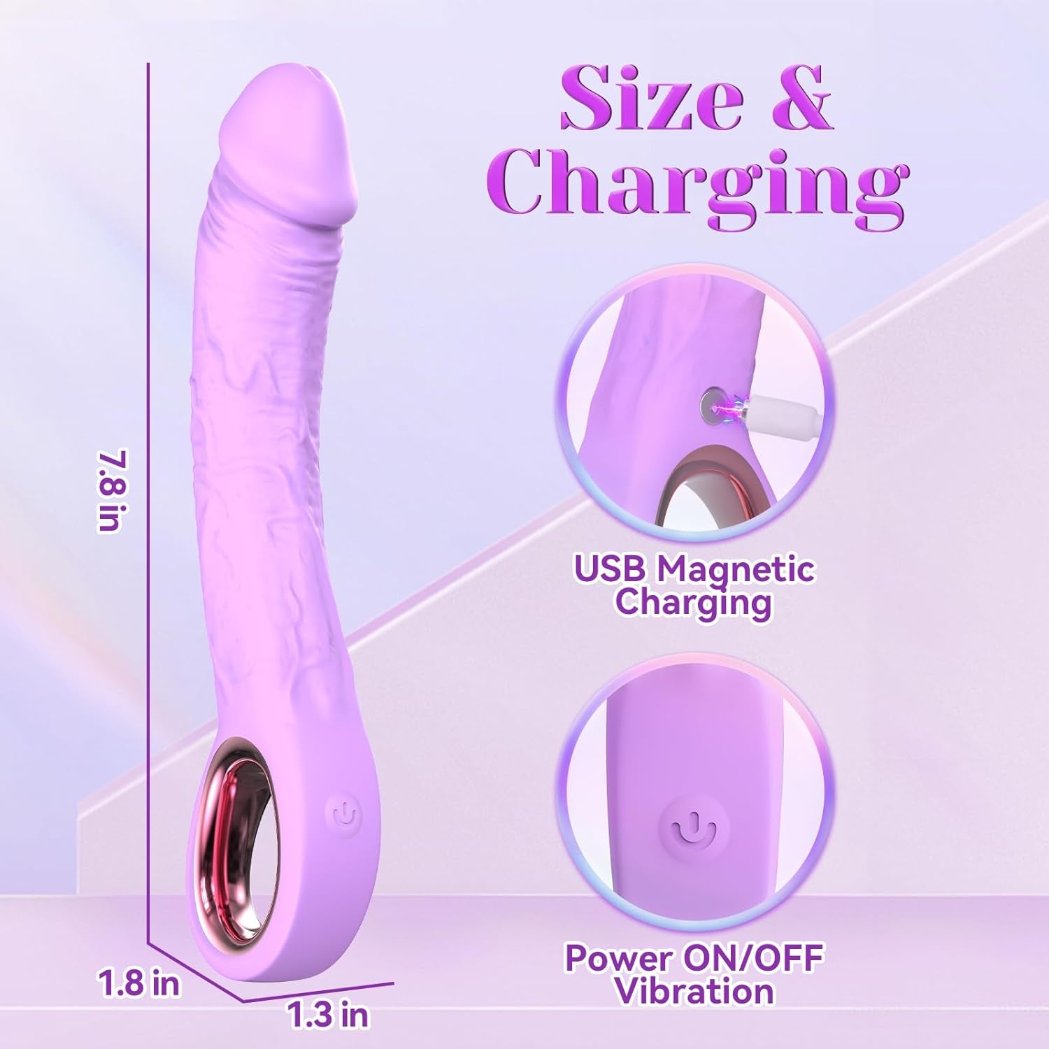 Sex Toys 7.8 Inch G Spot Vibrator, Realistic Dildo Vibrators with 10 Vibrating Modes, Waterproof Clitoris Vibrator Adult Toys, Penis Vibrator Female Sex Toy Sexual Pleasure Tools for Women (Purple)