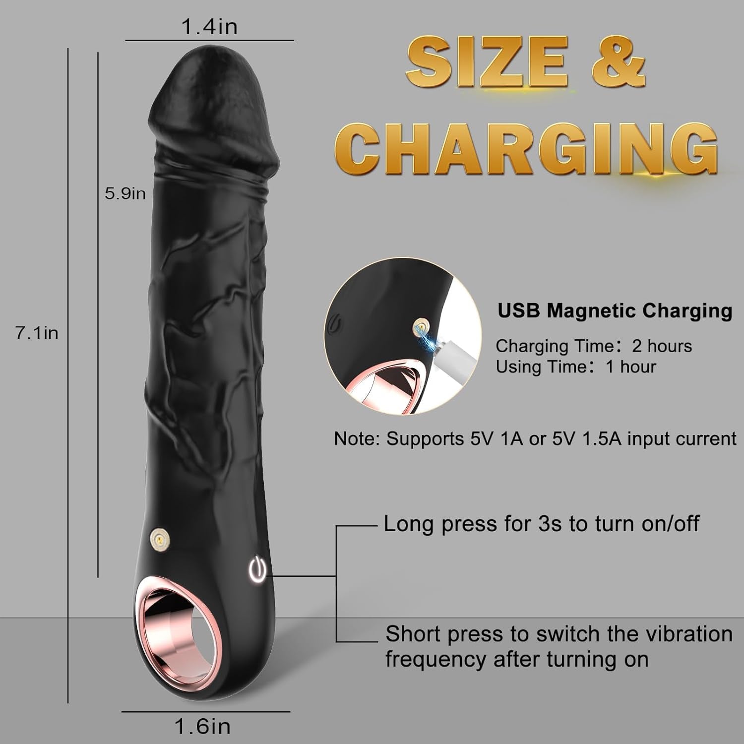 G Spot Dildo Vibrator -  Adult Female Sex Toys with 10 Vibrations, Realistic Silicone Dildos Finger Vibrators for Multiple Stimulation, Clitoris Stimulator for Solo and Couples Pleasure(Black)