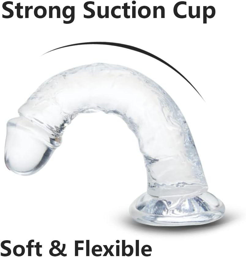 7 Inch Small Realistic Dildo, Soft Lifelike Beginner Sex Toy Thin Penis Clear with Strong Suction Cup for Womens/Men/Gay,Adult Life like Sex Anal Cute Toys & Games
