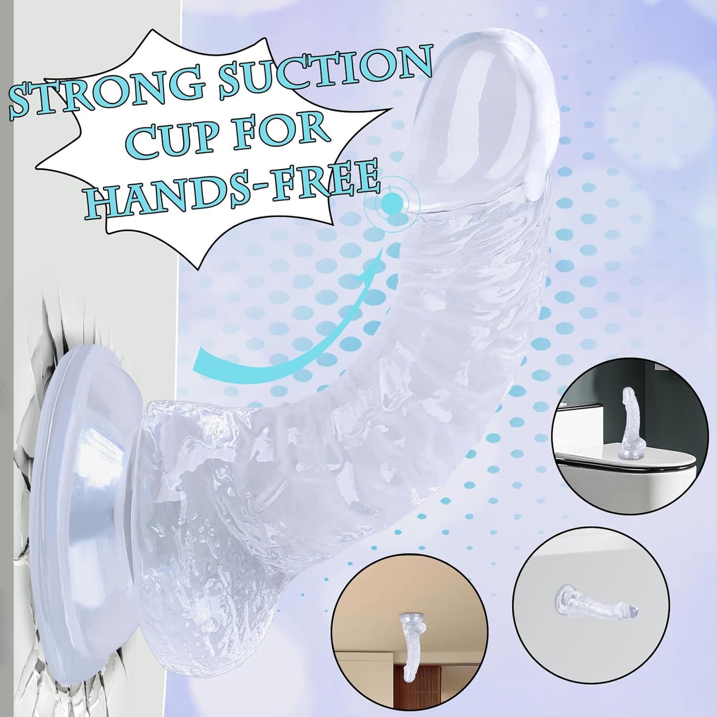 7 Inch Realistic Soft Dildo with Skin Feeling, Beginner Anal Dildo for G-Spot Stimulation, Body-Safe Material Fake Penis with Powerful Suction Cup for Hands-Free Play, Sex Toys for Adult (Transparent)