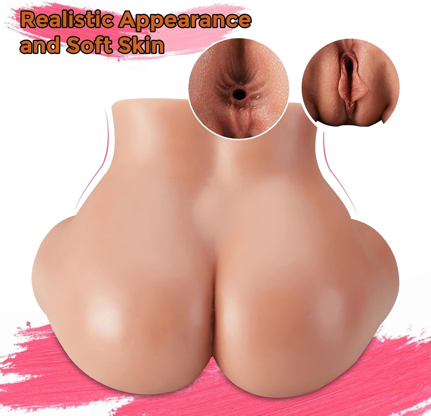 4.5LB Brown Sex Doll Pussy Ass Male Masturbator with Vagina&Anal Double Tunnel, Sex Toys for Men Realistic 3D Textured Stroker, Lifelike Butt Adult Toys for Masturbation