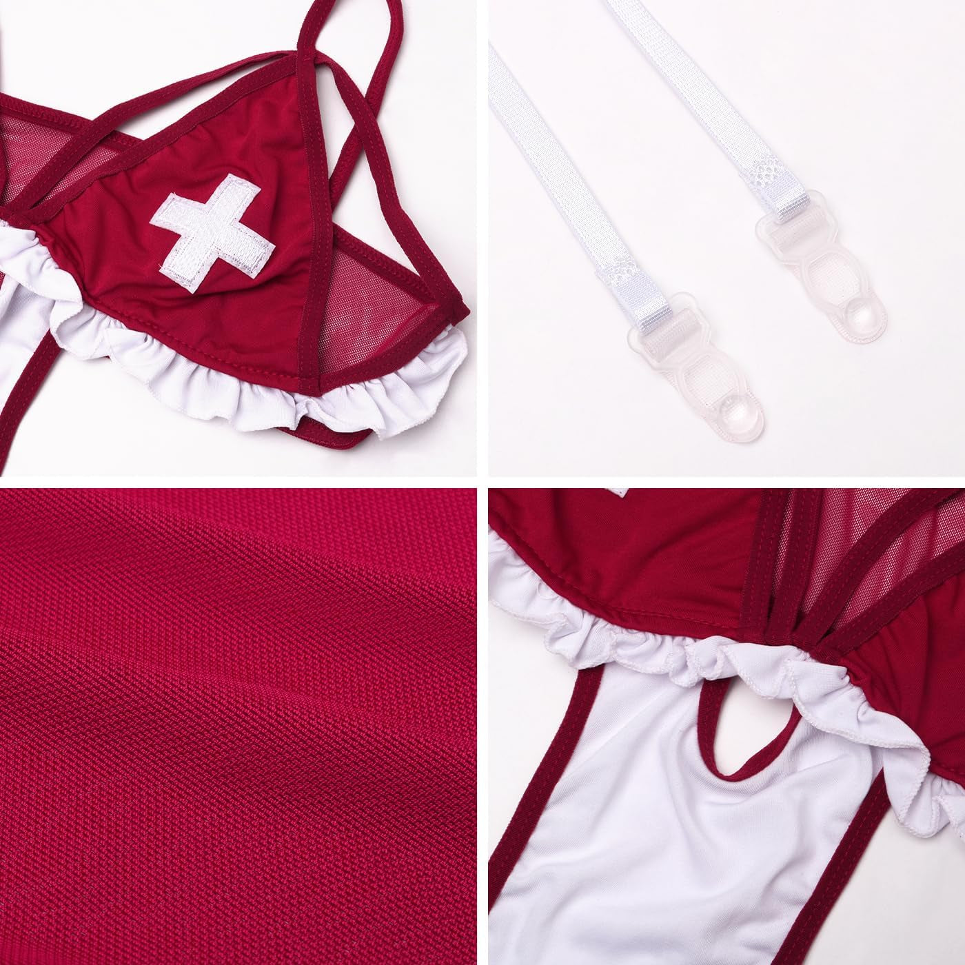 Sexy Nurse Costume Naughty Outfits Women Halloween Cosplay Lingerie Set with Garter Belt Fancy Nurse Roleplay Dress