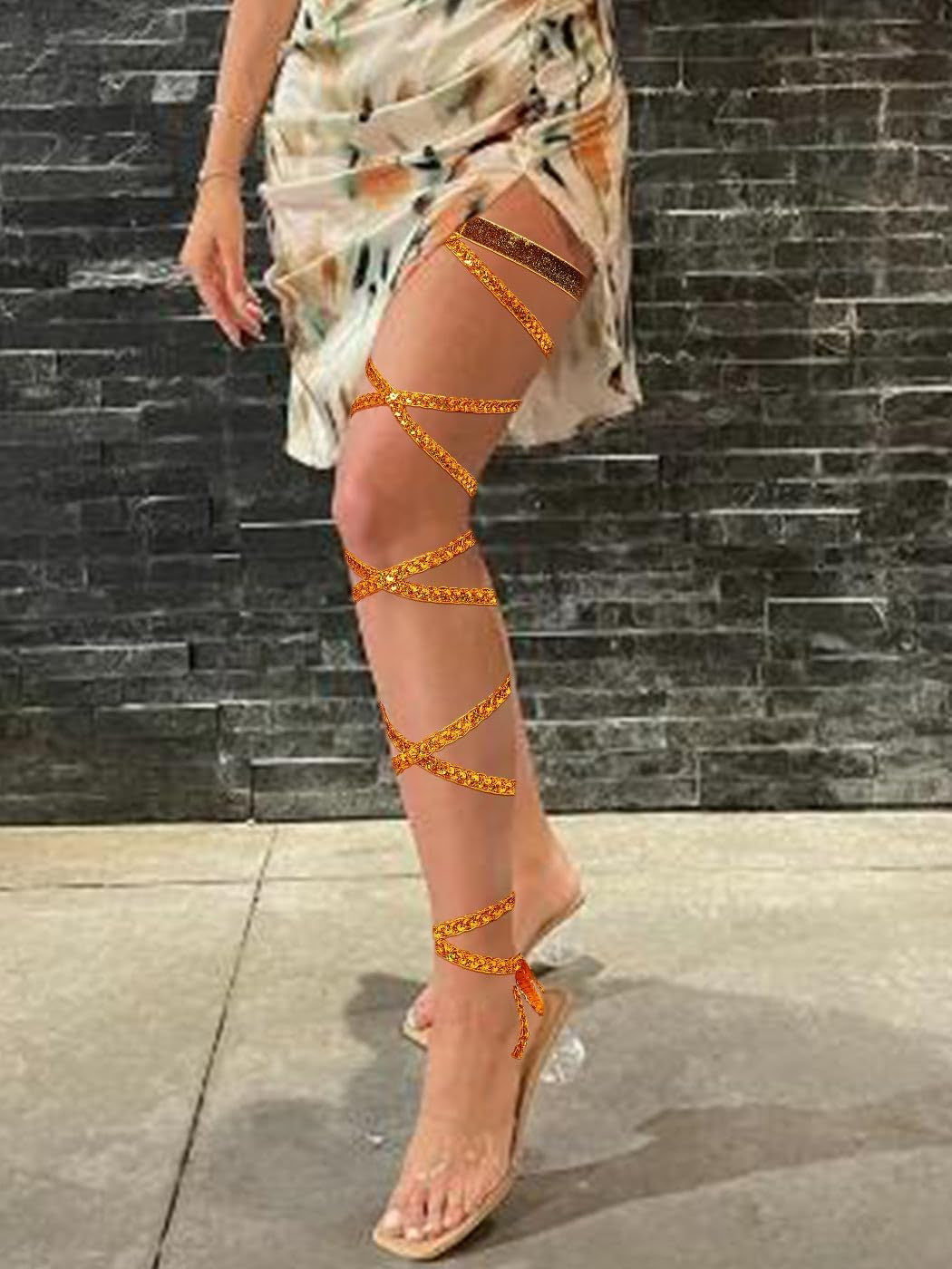 Green Rave Leg Wraps Sequin Leg Straps Elastic Garter Belt Music Festival Costume for Women and Girls