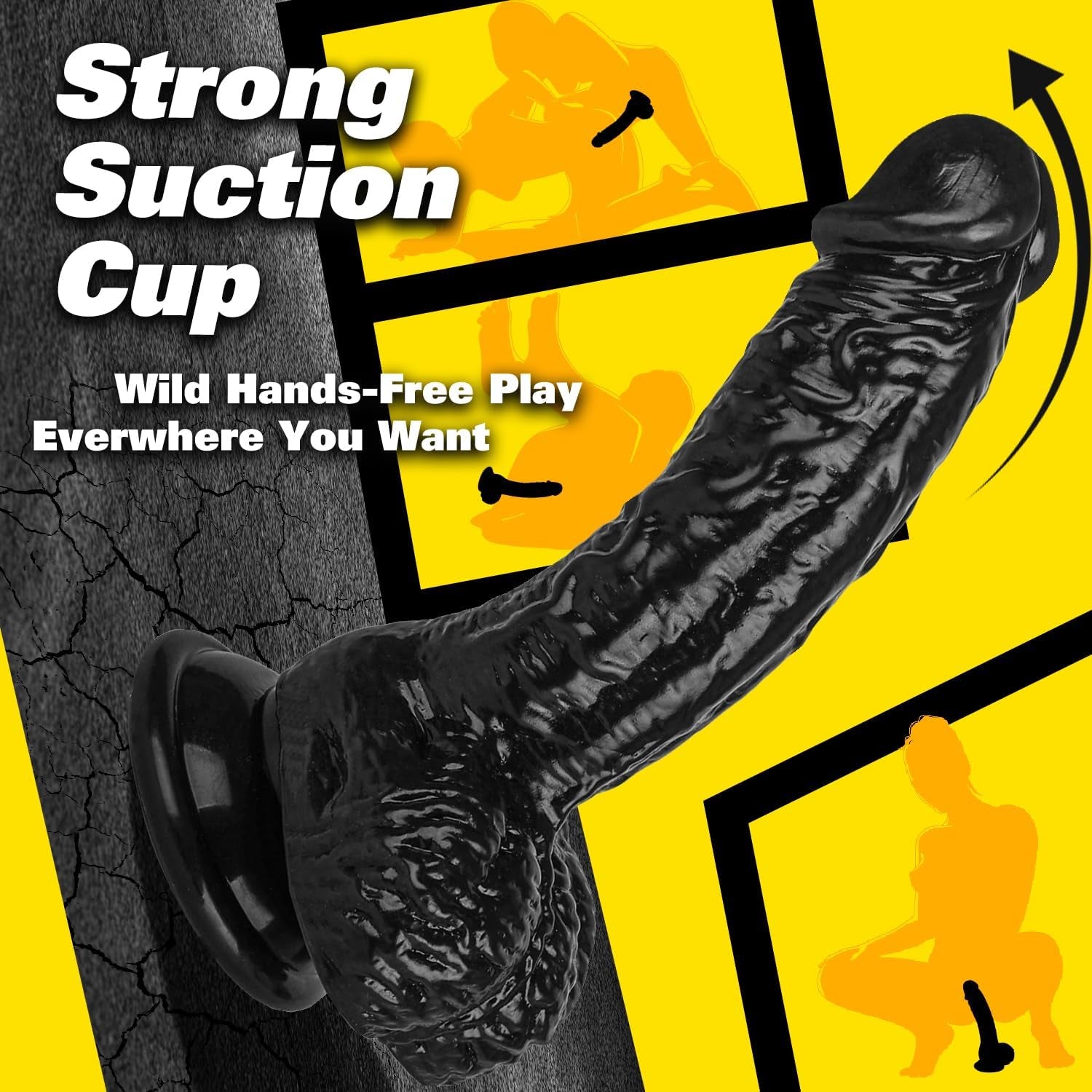 Realistic Dildos, 7.3 Inch Dildo with Suction Cup for Hands-Free Play, Flexible Cock with Curved Shaft and Balls for Vaginal G-Spot and Anal Play, Adult Sex Toy for Male & Female Black