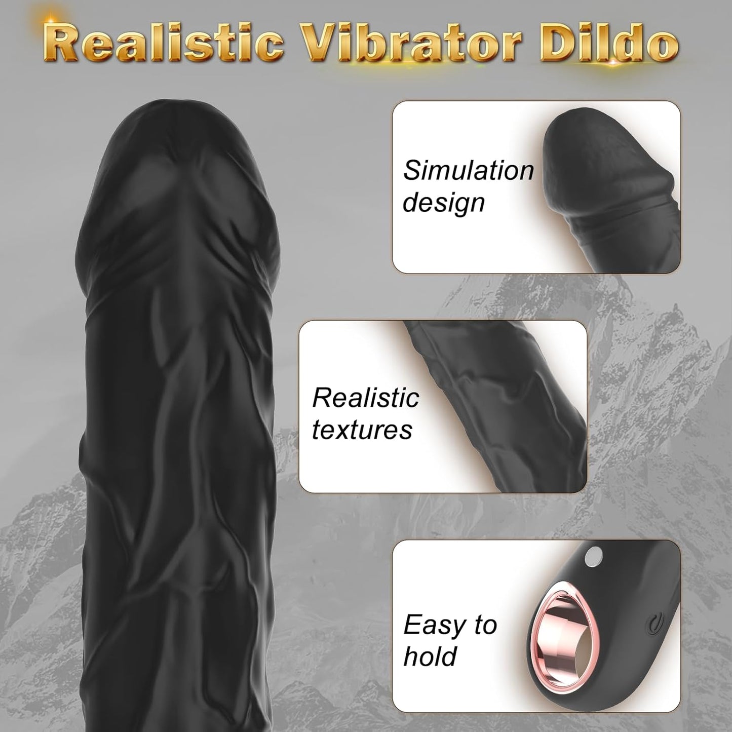 G Spot Dildo Vibrator -  Adult Female Sex Toys with 10 Vibrations, Realistic Silicone Dildos Finger Vibrators for Multiple Stimulation, Clitoris Stimulator for Solo and Couples Pleasure(Black)