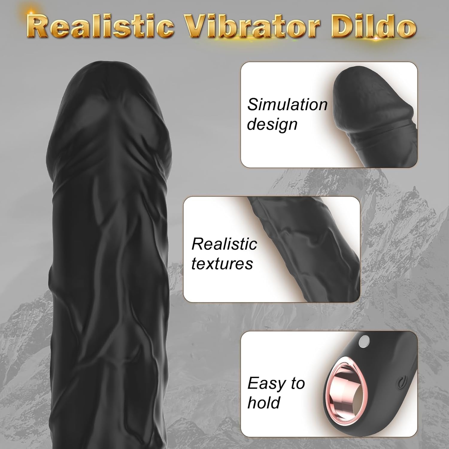 G Spot Dildo Vibrator -  Adult Female Sex Toys with 10 Vibrations, Realistic Silicone Dildos Finger Vibrators for Multiple Stimulation, Clitoris Stimulator for Solo and Couples Pleasure(Black)