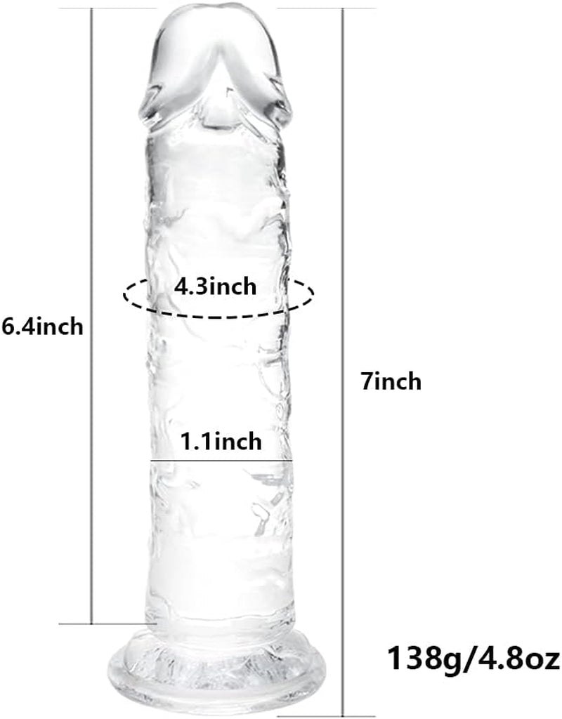 7 Inch Small Realistic Dildo, Soft Lifelike Beginner Sex Toy Thin Penis Clear with Strong Suction Cup for Womens/Men/Gay,Adult Life like Sex Anal Cute Toys & Games