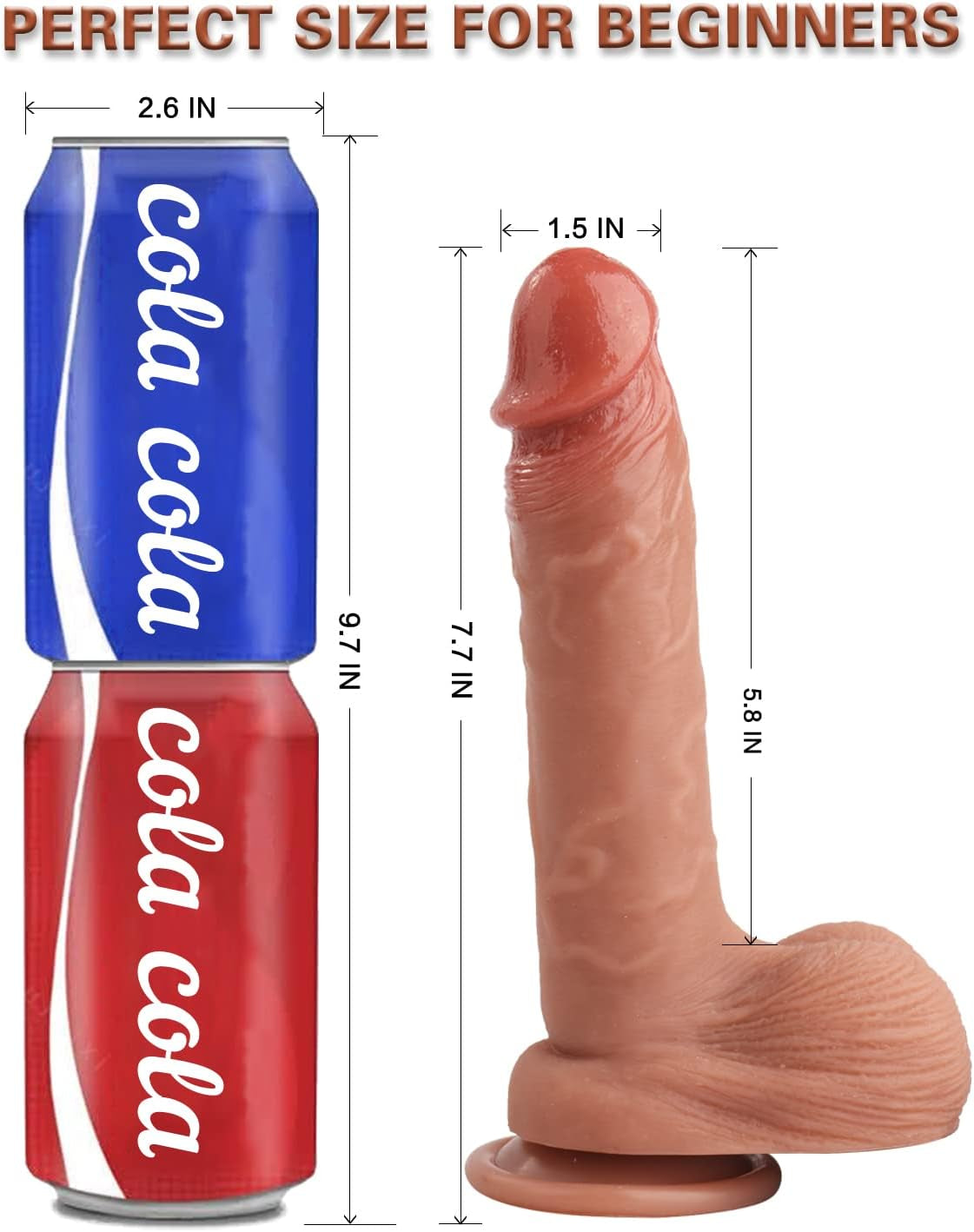 Realistic Dildo for Beginners Lifelike Huge Silicone Dildo, with Strong Suction Cup for Hands-Free Play, Realistic Penis for G-Spot Stimulation Dildos Anal Sex Toys for Women and Couple 7.7 "