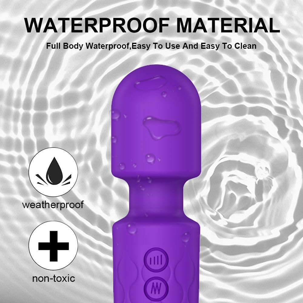 Powerful Vibrator Wand, G Spot Cordless Rechargeable Vibrators with 20 Patterns & 8 Intensity, Quiet Clit Vibrator, Clitoris Stimulation, Dildo, Female Wand Massager for Her Pleasure Adult Toys (A)