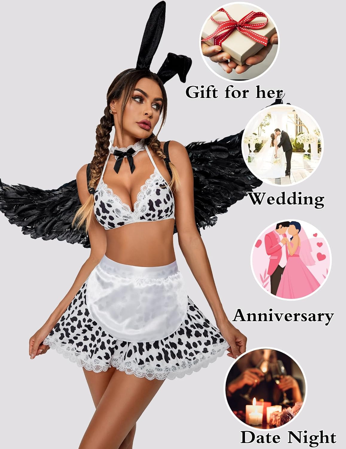 Sexy Maid Lingerie for Women Roleplay Lingerie Cosplay Lingerie Set Sexy Christmas Costumes(6Pack)