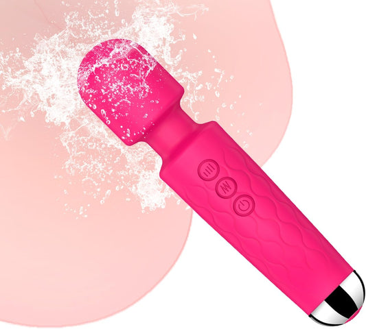 Vibrator Wand,Adult Sex Toy Wand, G Spot Dildo, Clit Vibrator, Sex Vibrators,Clitoris Stimulation,With 8 Speeds & 20 Patterns,Fully Waterproof,Vibrating Wand for Her Pleasure (Rose Red)