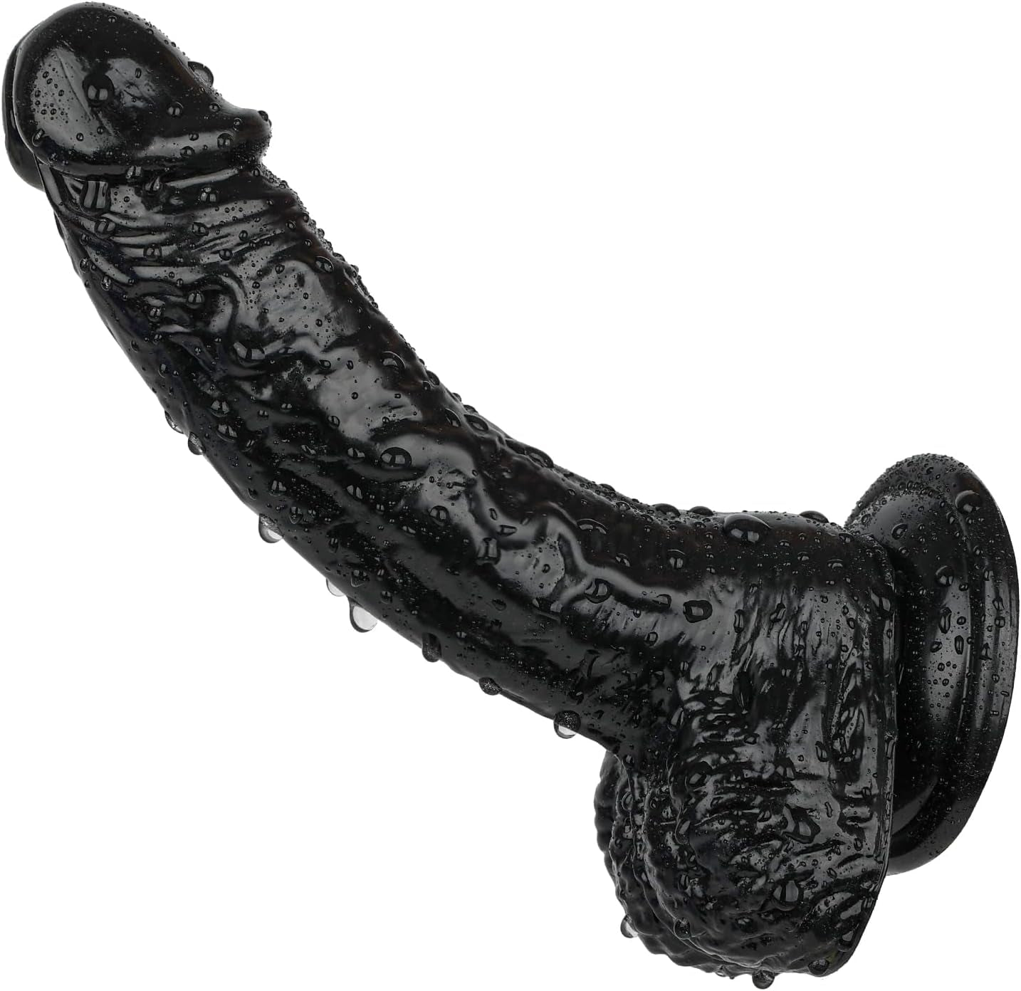 Realistic Dildos, 7.3 Inch Dildo with Suction Cup for Hands-Free Play, Flexible Cock with Curved Shaft and Balls for Vaginal G-Spot and Anal Play, Adult Sex Toy for Male & Female Black