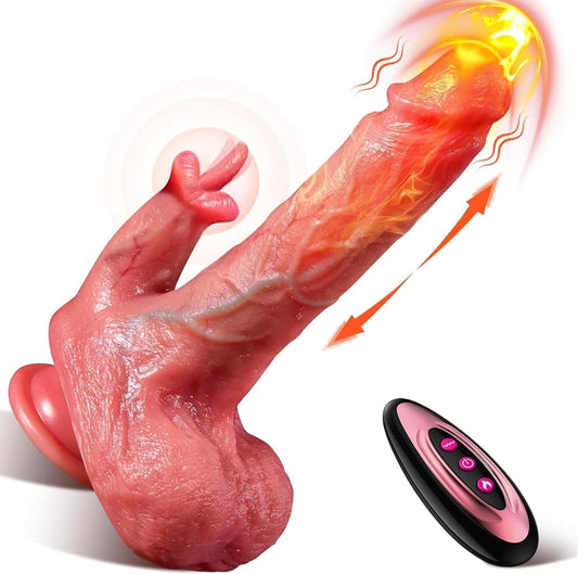 Thrusting Dildo Vibrator Sex Toys for Women Realistic Dildos 5 In1 Penis with Suction Cup 9 Vibrations & 3 Thrusting Swing, Heating Modes Anal Dildo with Remote Control Couple Adult Sex Toys & Games