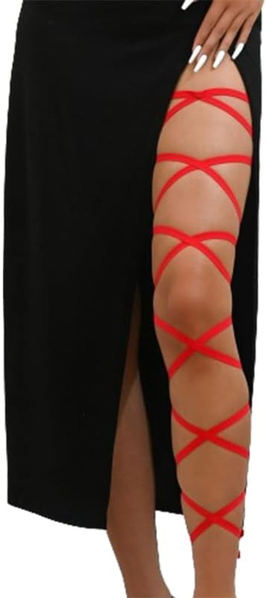 Black Elastic Leg Wraps Rave Sexy Thigh Garter Leg Straps Costume Accessories Women'S Exotic Hosiery