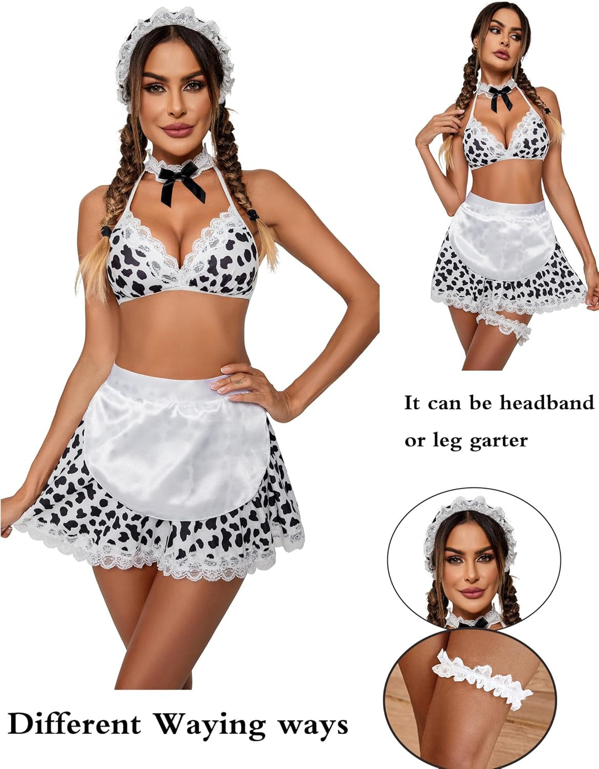 Sexy Maid Lingerie for Women Roleplay Lingerie Cosplay Lingerie Set Sexy Christmas Costumes(6Pack)