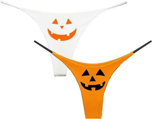 Pumpkin Thong Set Fall Halloween Jack O Lantern Face (Pack of 2)