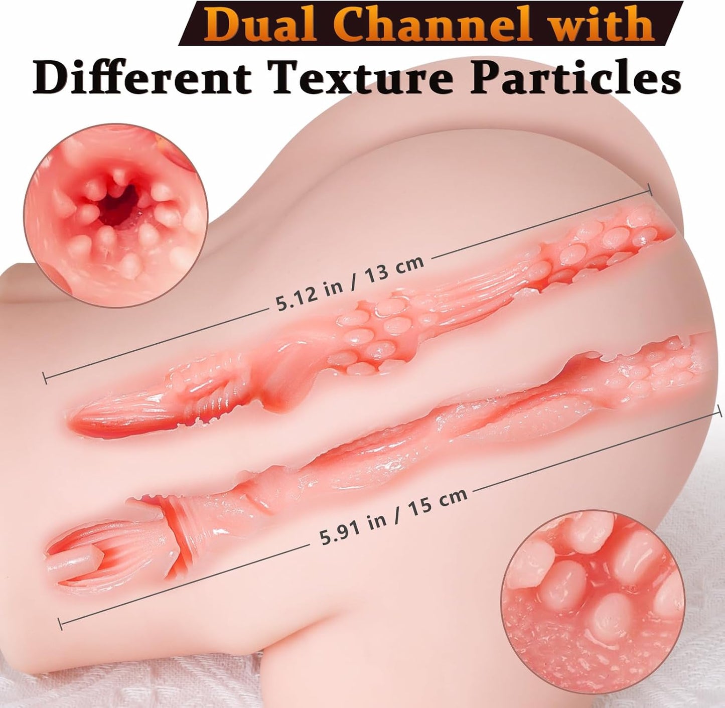 Sex Doll for Men Pocket Pussy - 7.9LB Portable 3D Texture Male Masturbator Male Sex Toy Realistic Soft Butt with Dual Channel Vagina & Anus, Muñecas Sexuales for Men Pleasure