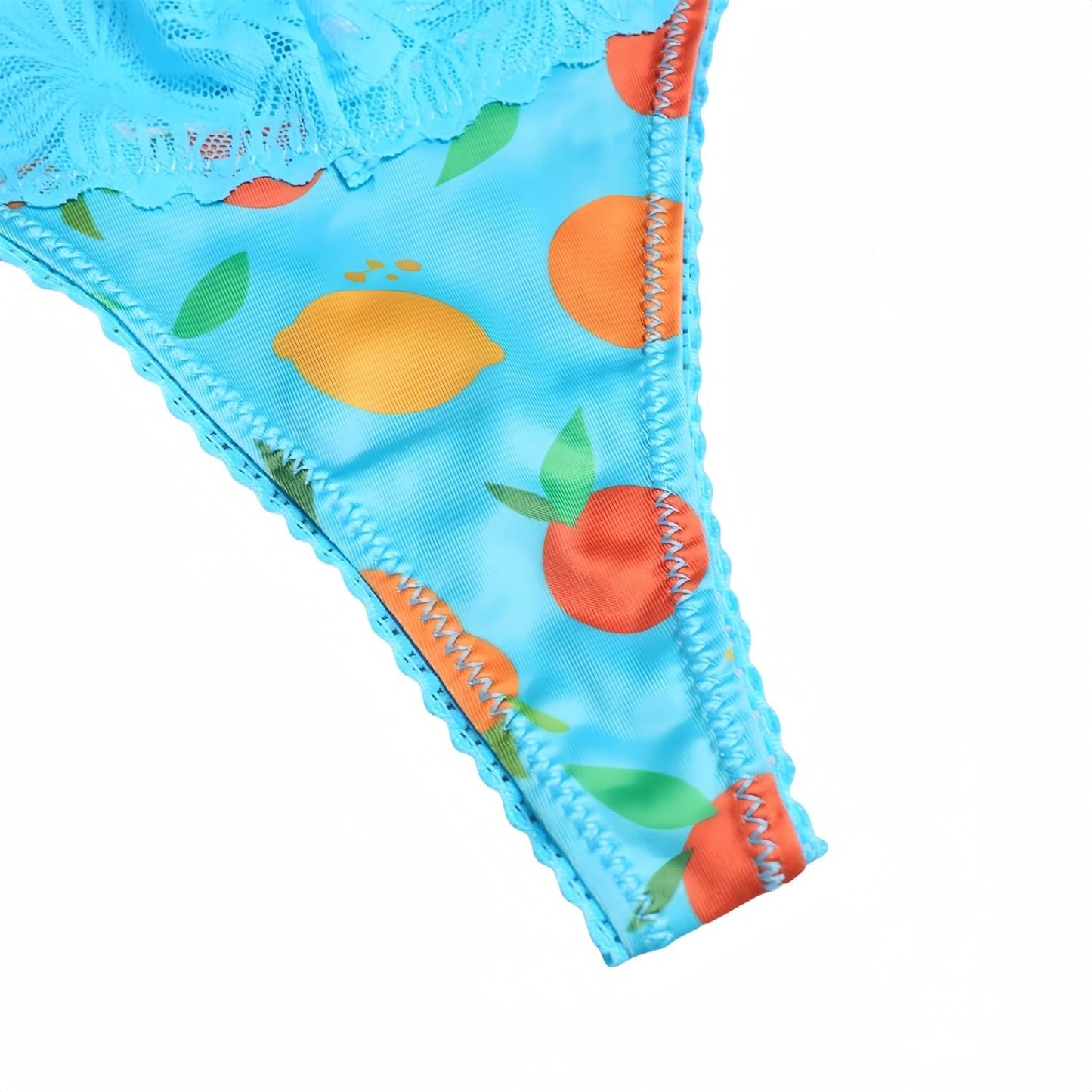10-Pack Women Sexy Contrast Lace Trims G-String Thongs, Floral Fruits Leopard Print Lace Stitching Intimates Underwear