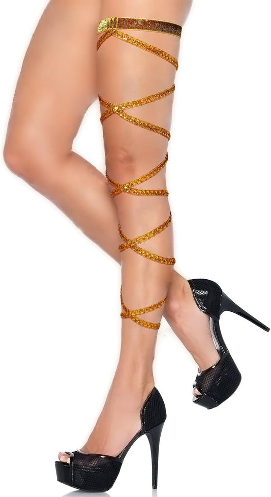 Green Rave Leg Wraps Sequin Leg Straps Elastic Garter Belt Music Festival Costume for Women and Girls