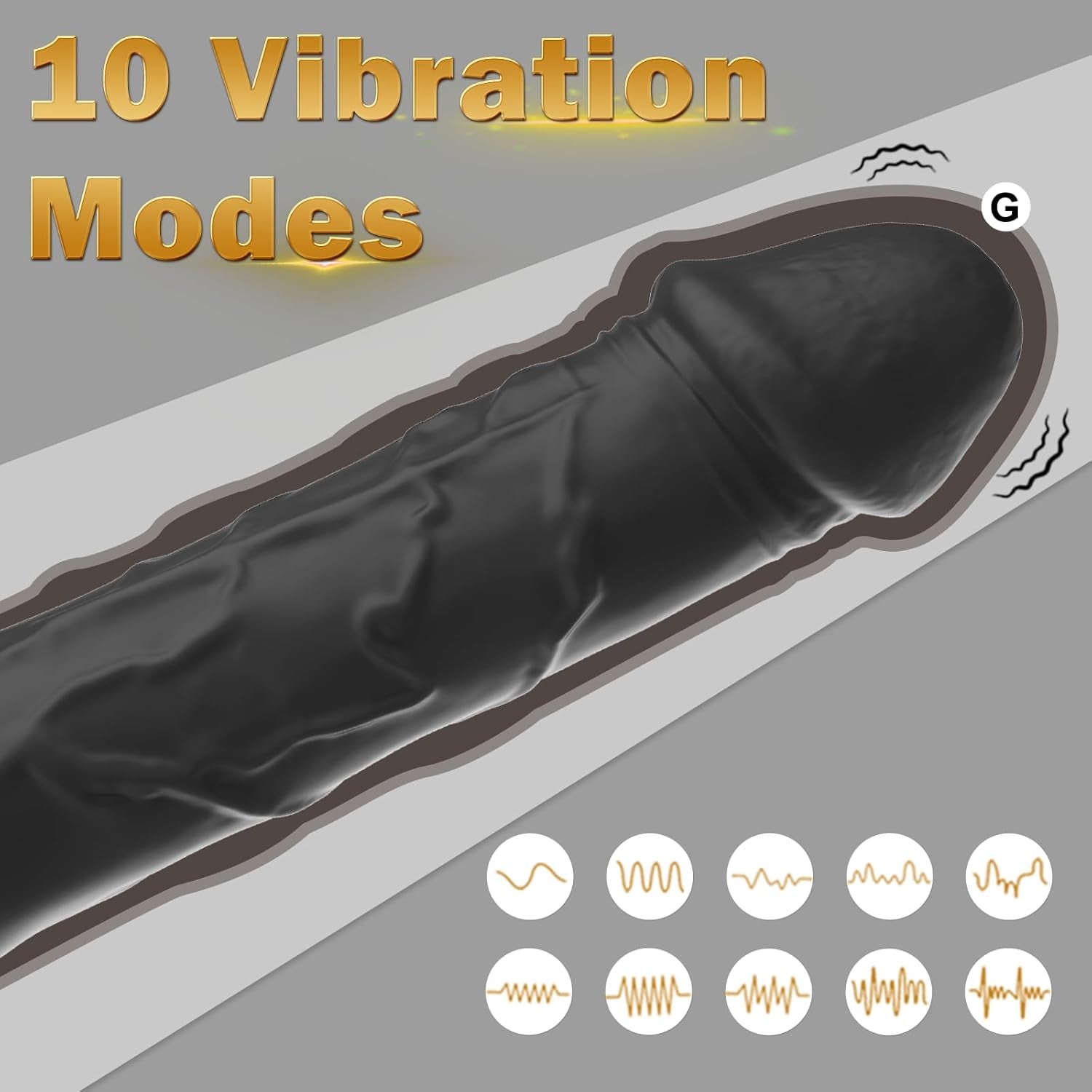 G Spot Dildo Vibrator -  Adult Female Sex Toys with 10 Vibrations, Realistic Silicone Dildos Finger Vibrators for Multiple Stimulation, Clitoris Stimulator for Solo and Couples Pleasure(Black)