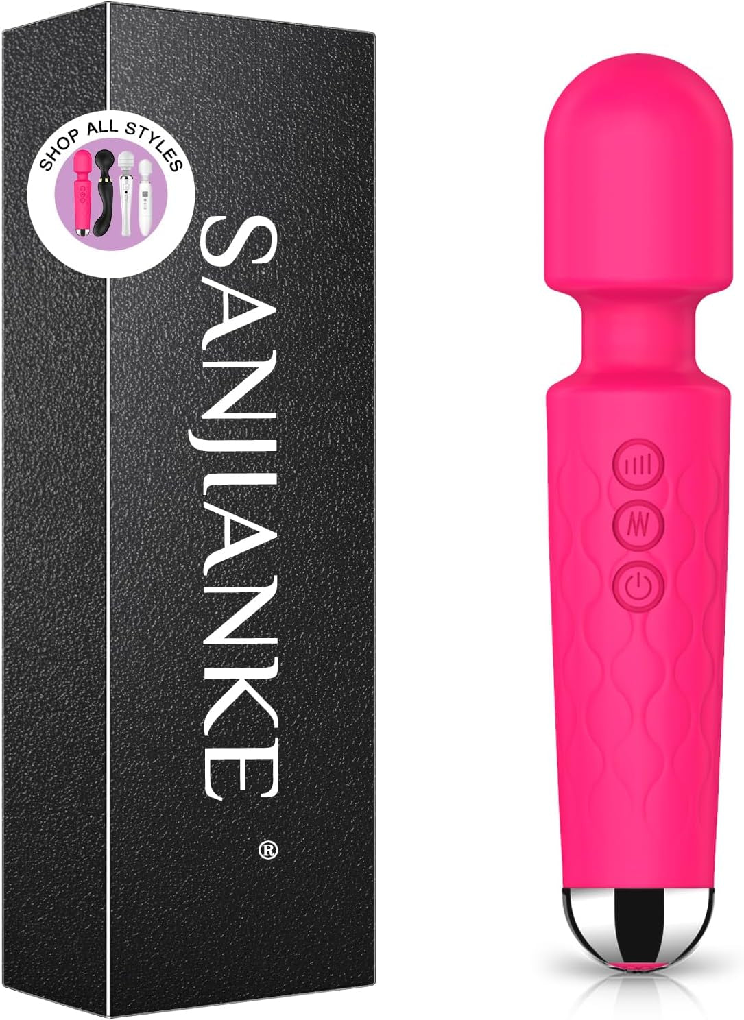 Vibrator Wand,Adult Sex Toy Wand, G Spot Dildo, Clit Vibrator, Sex Vibrators,Clitoris Stimulation,With 8 Speeds & 20 Patterns,Fully Waterproof,Vibrating Wand for Her Pleasure (Rose Red)