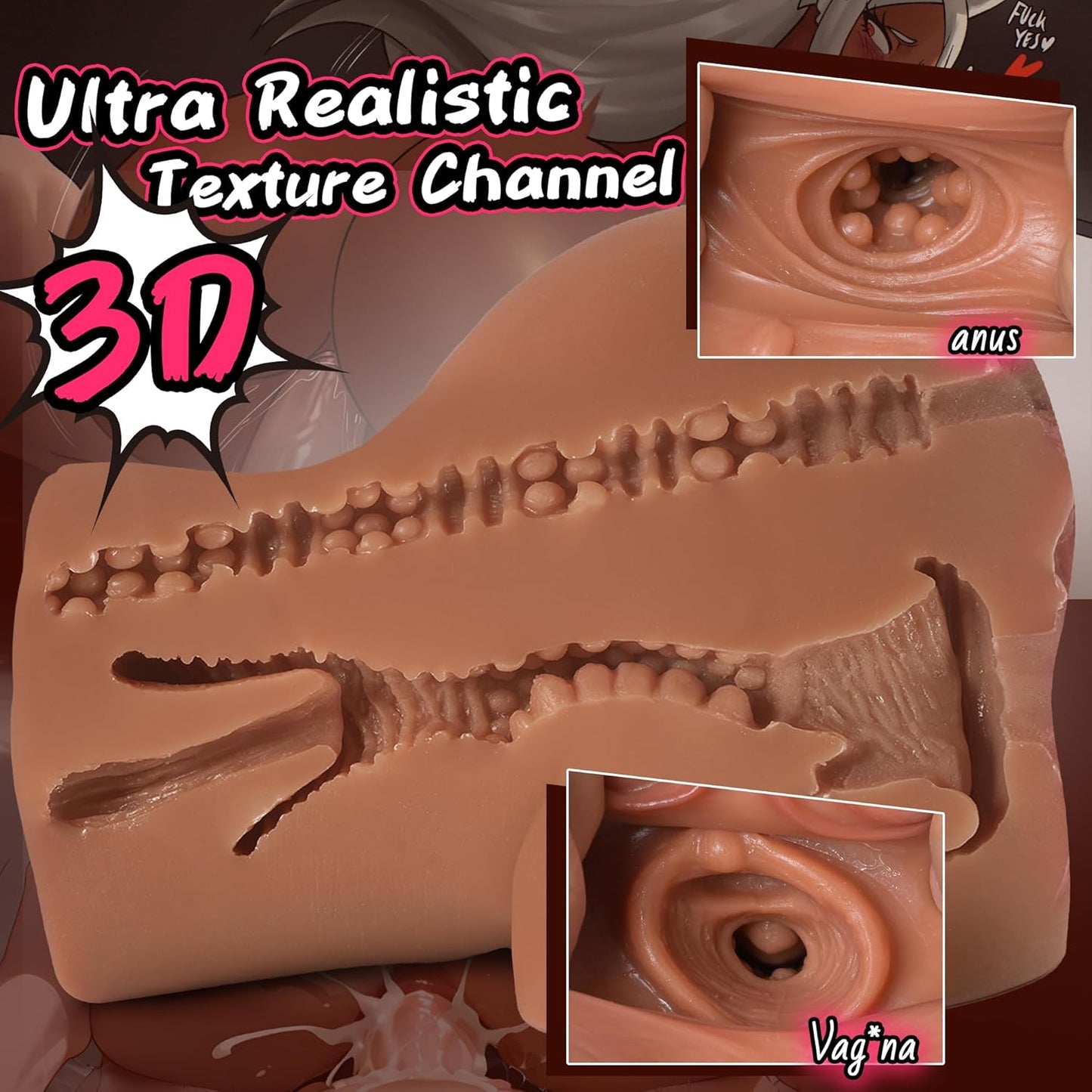 Sex Doll Male Masturbator Realistic Pocket Pussies for Men, Big Ass Male Love Doll Fake Pussy, Pussy Ass Blowjob Stroker with 2 Hole Deeper Vagina & Tight Anal, Fake Butt Sex Toy for Men Masturbation