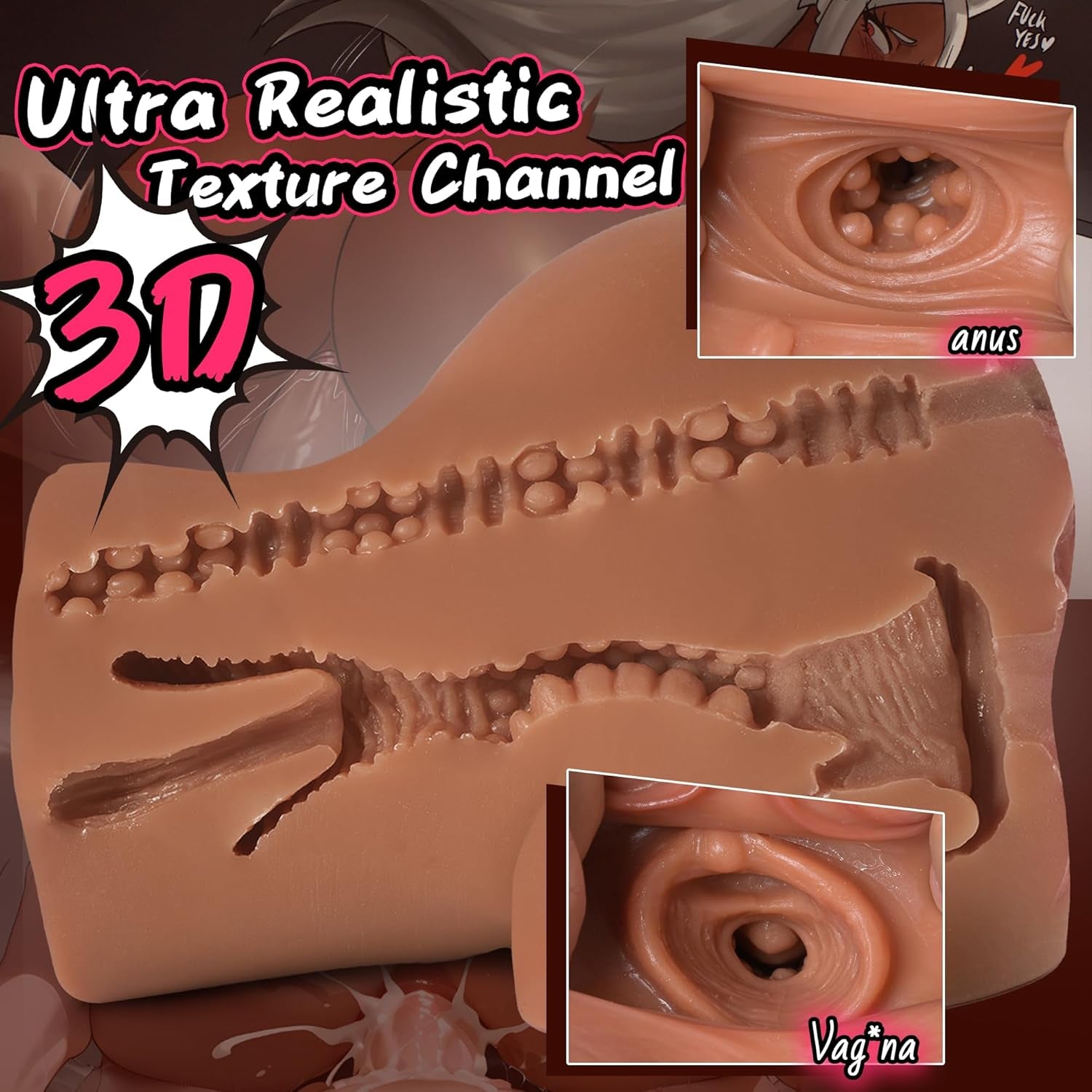 Sex Doll Male Masturbator Realistic Pocket Pussies for Men, Big Ass Male Love Doll Fake Pussy, Pussy Ass Blowjob Stroker with 2 Hole Deeper Vagina & Tight Anal, Fake Butt Sex Toy for Men Masturbation