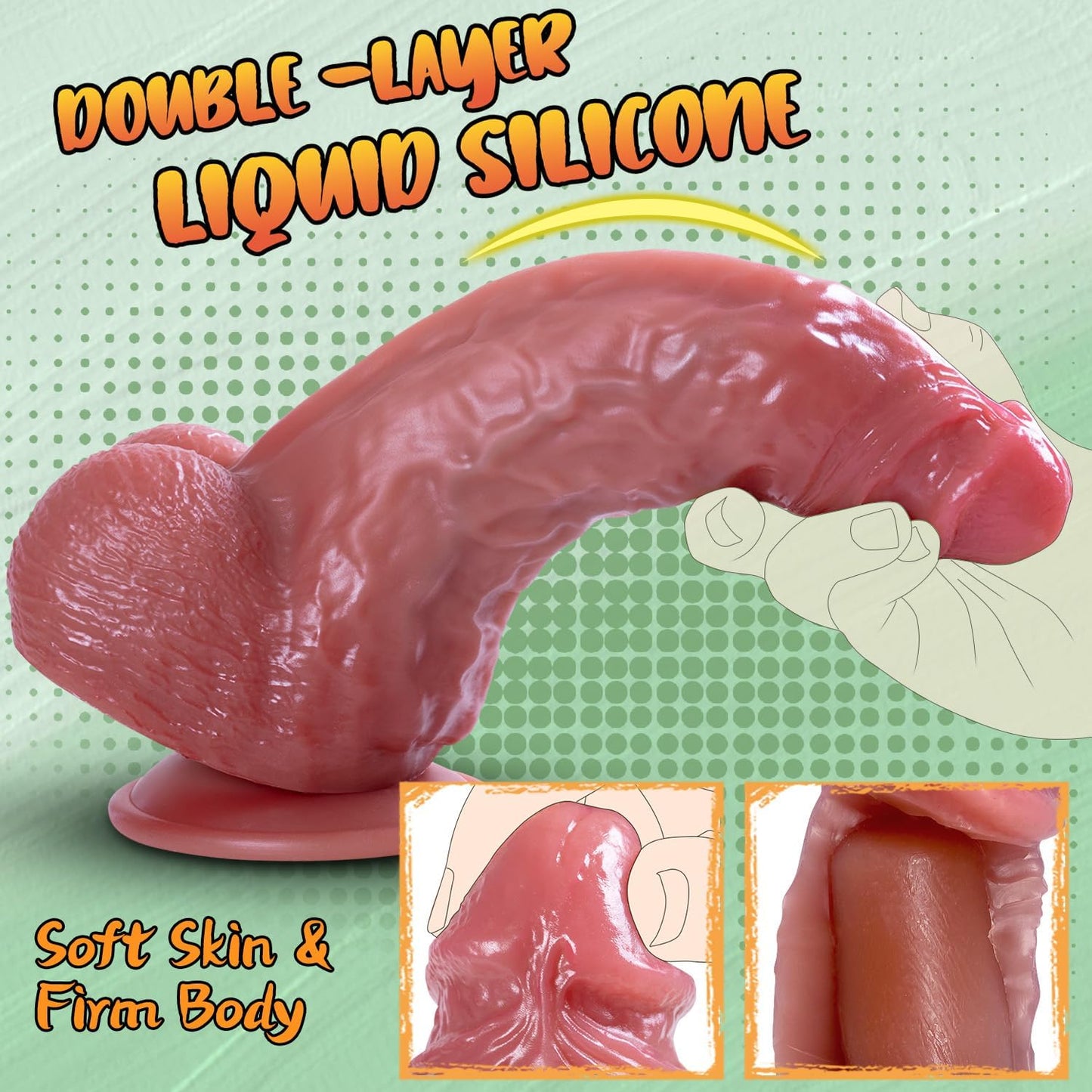 2.55’’ Diameter Huge Dildo,Realistic Silicone Thick Dildos with Strong Suction Cup for Hands-Free and Anal Play,Curved Dildo for G-Spot Stimulation Orgasm,Sex Toys for Women and Men