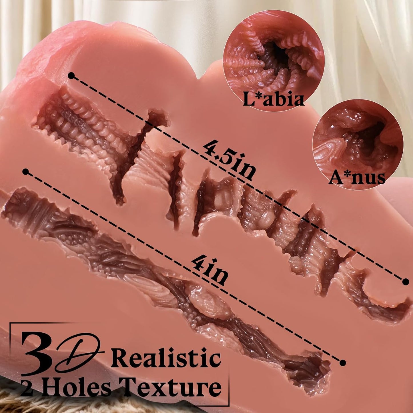 Portable Sex Doll Male Masturbator for Men Pocket Pussies -3.3LB Brown BBW Torso with Lifelike Touch, Perfect Waist-To-Hip Ratio & Two Textured Channels,Vagina Anal for Several Sex Positions