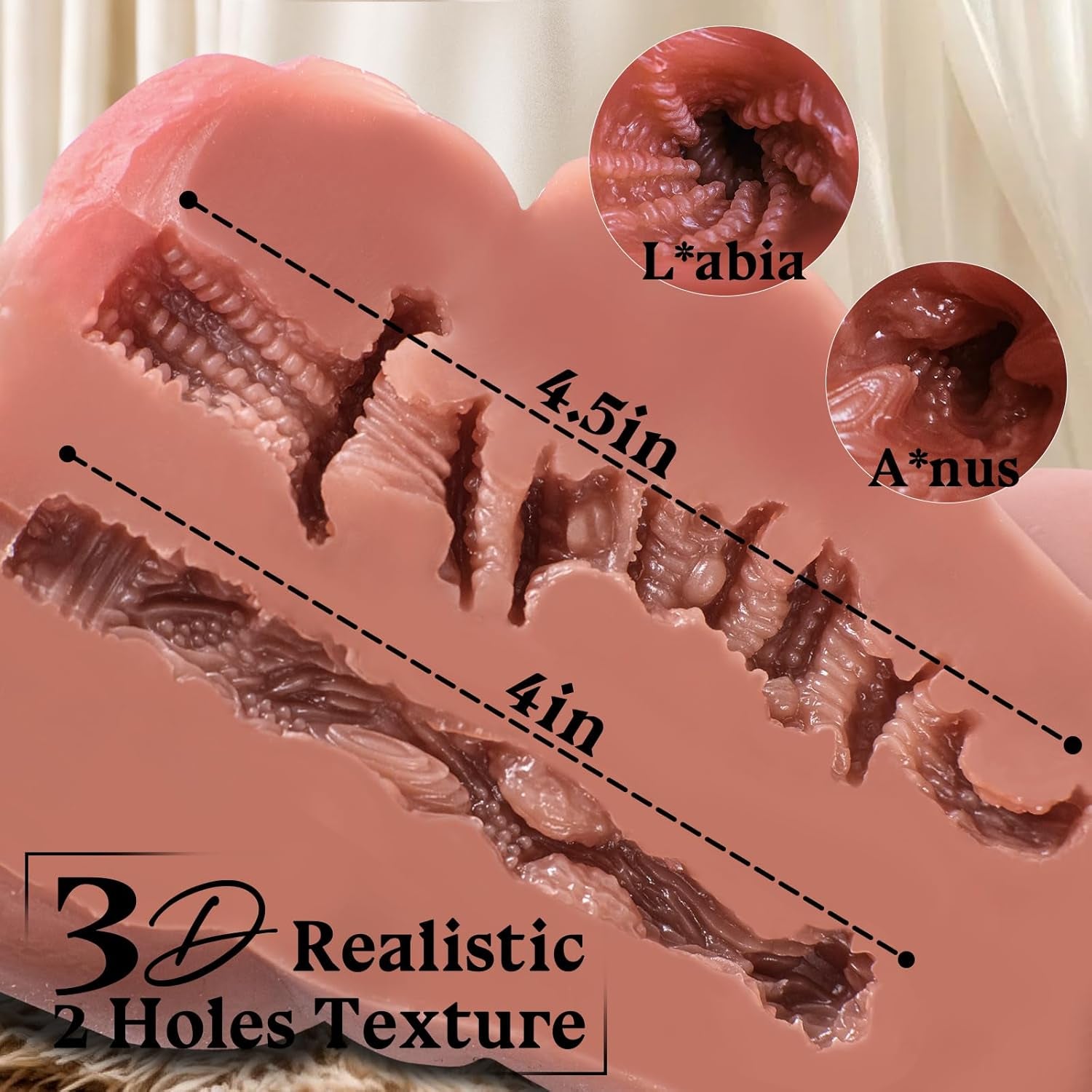 Portable Sex Doll Male Masturbator for Men Pocket Pussies -3.3LB Brown BBW Torso with Lifelike Touch, Perfect Waist-To-Hip Ratio & Two Textured Channels,Vagina Anal for Several Sex Positions